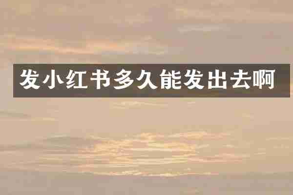 发小红书多久能发出去啊