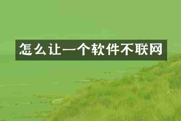 怎么让一个软件不联网