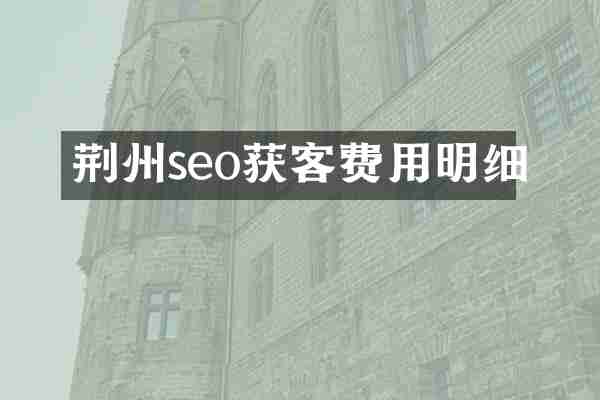荆州seo获客费用明细