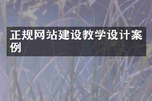 正规网站建设教学设计案例