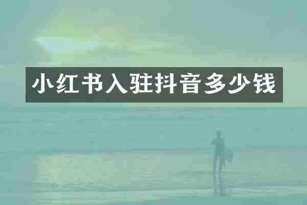 小红书入驻抖音多少钱