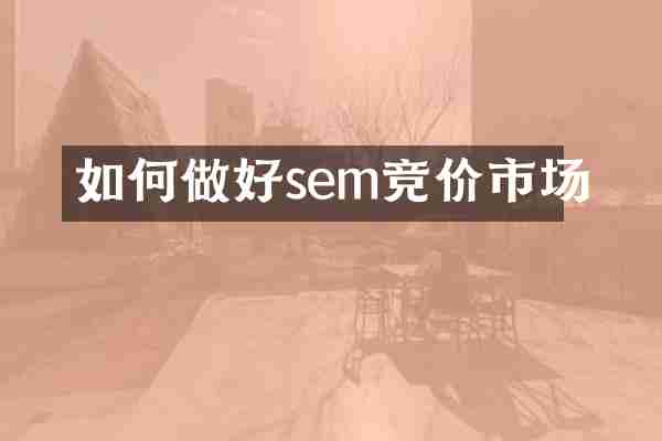 如何做好sem竞价市场