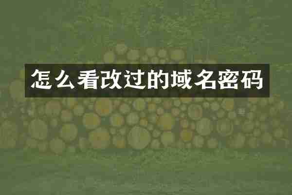 怎么看改过的域名密码