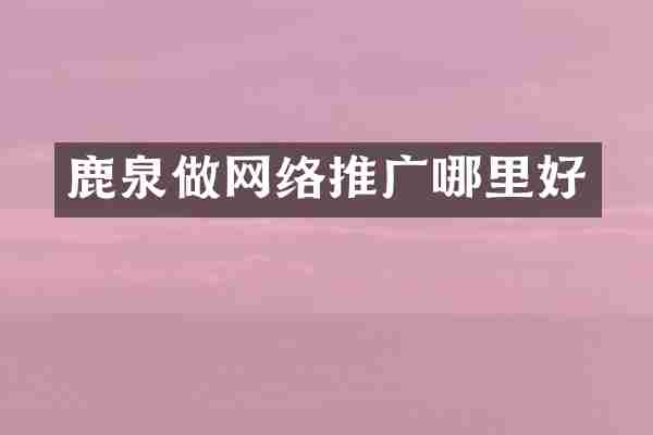 鹿泉做网络推广哪里好