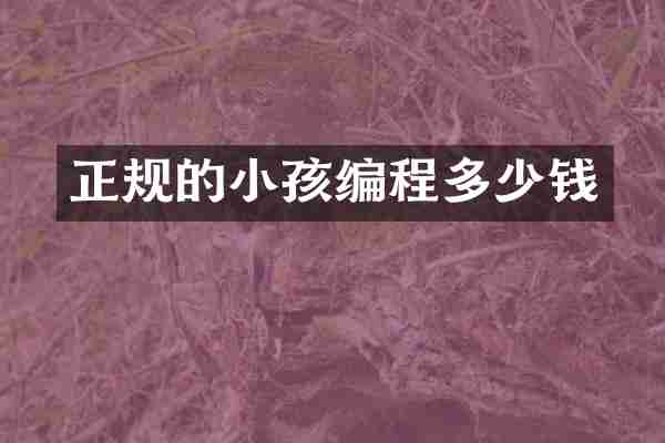 正规的小孩编程多少钱