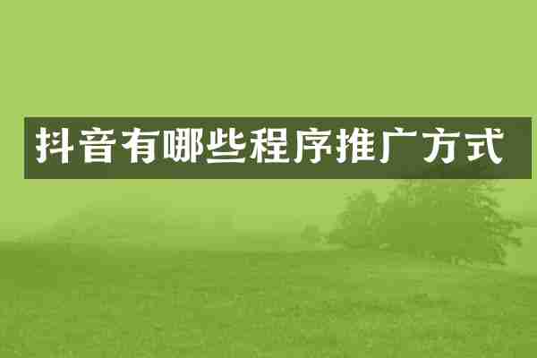 抖音有哪些程序推广方式