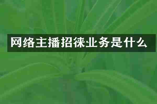 网络主播招徕业务是什么