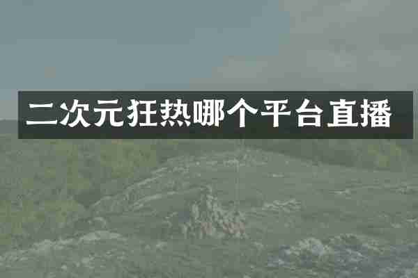二次元狂热哪个平台直播