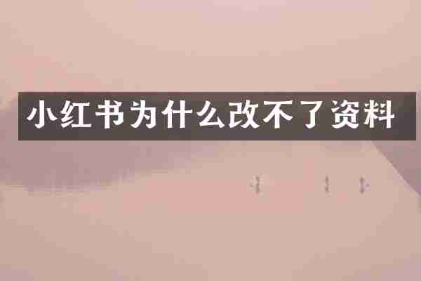 小红书为什么改不了资料