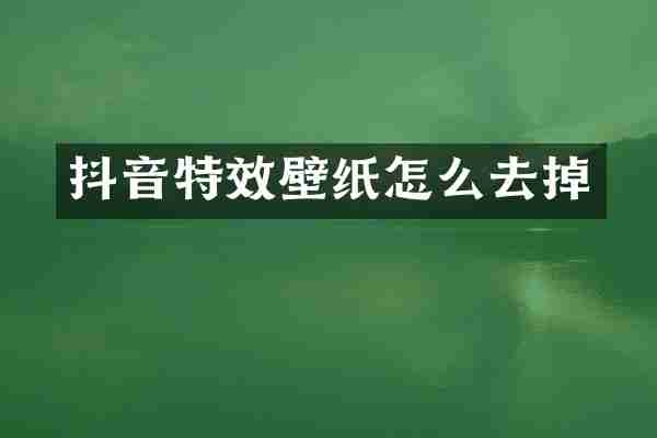抖音特效壁纸怎么去掉