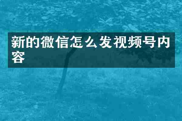 新的微信怎么发视频号内容