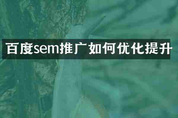 百度sem推广如何优化提升