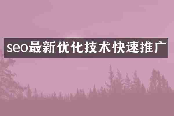 seo最新优化技术快速推广