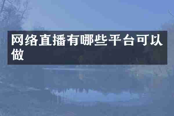 网络直播有哪些平台可以做