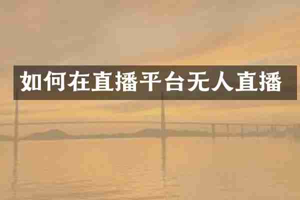 如何在直播平台无人直播