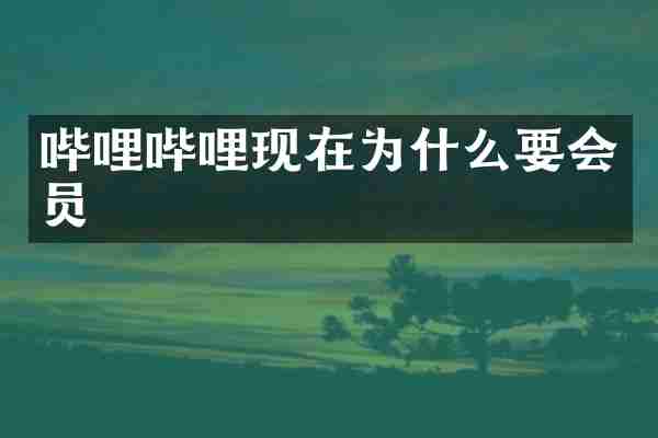 哔哩哔哩现在为什么要会员