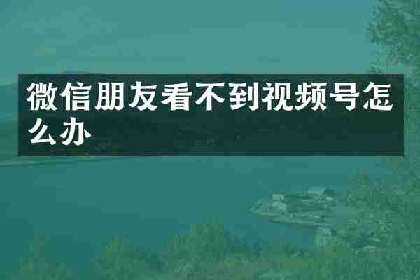 微信朋友看不到视频号怎么办