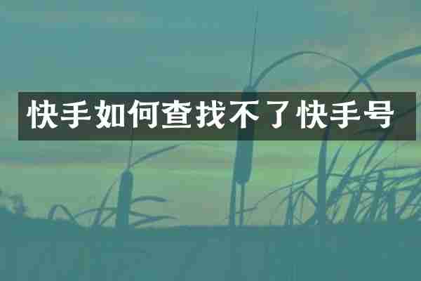 快手如何查找不了快手号