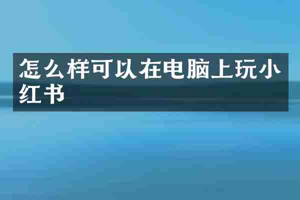怎么样可以在电脑上玩小红书
