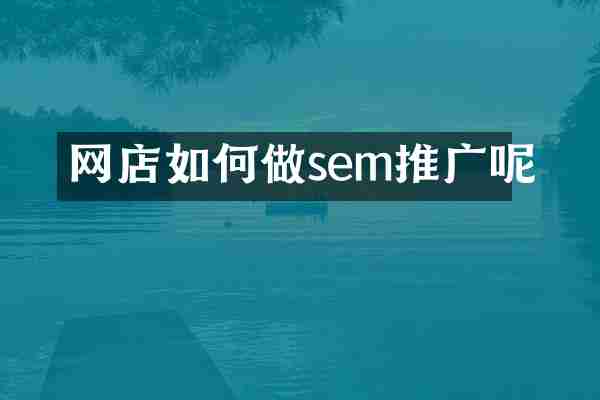 网店如何做sem推广呢