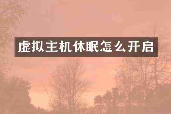 虚拟主机休眠怎么开启
