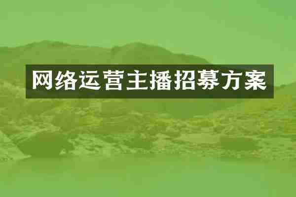 网络运营主播招募方案