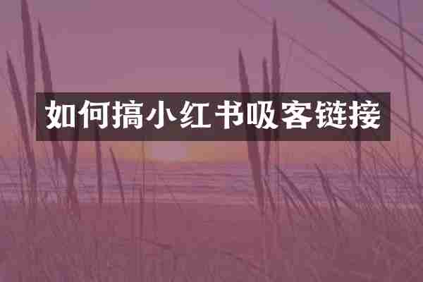 如何搞小红书吸客链接