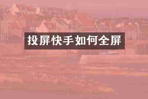 投屏快手如何全屏