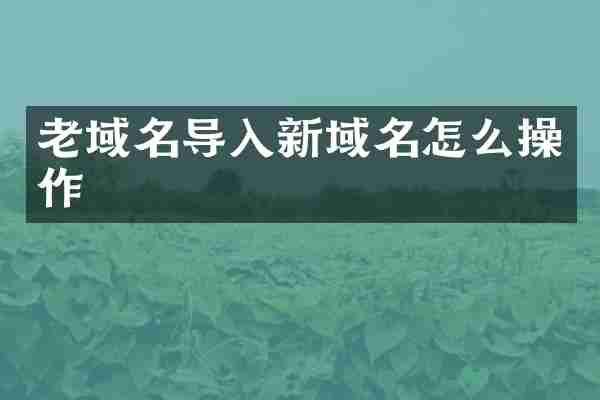 老域名导入新域名怎么操作