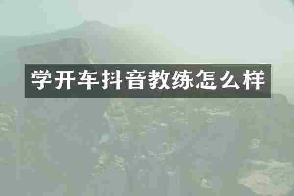学开车抖音教练怎么样
