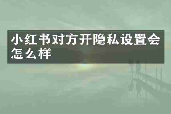 小红书对方开隐私设置会怎么样