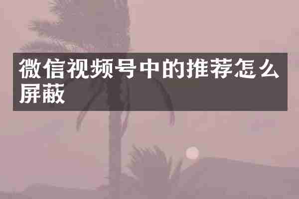 微信视频号中的推荐怎么屏蔽