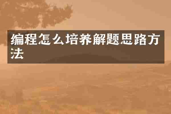 编程怎么培养解题思路方法