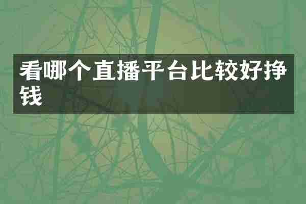 看哪个直播平台比较好挣钱