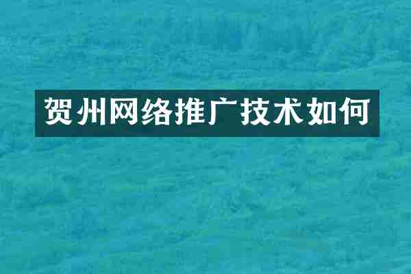 贺州网络推广技术如何