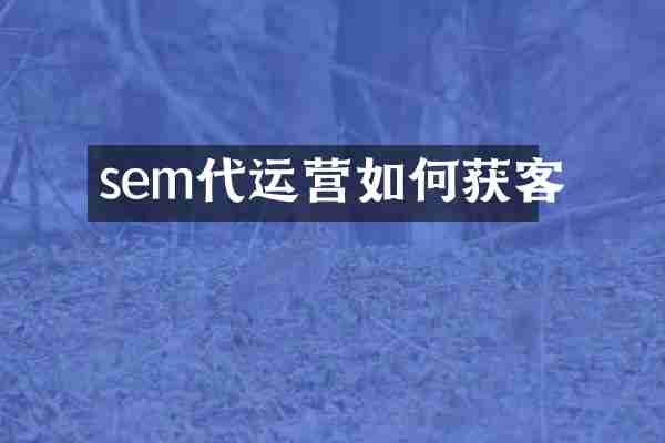 sem代运营如何获客