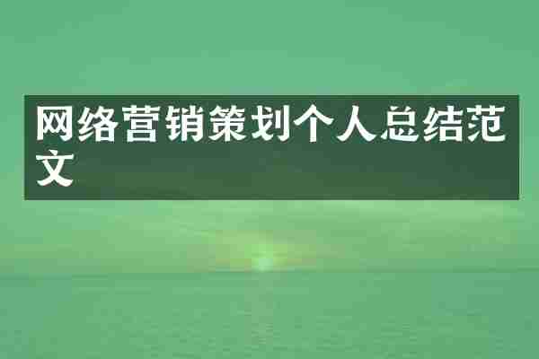 网络营销策划个人总结范文