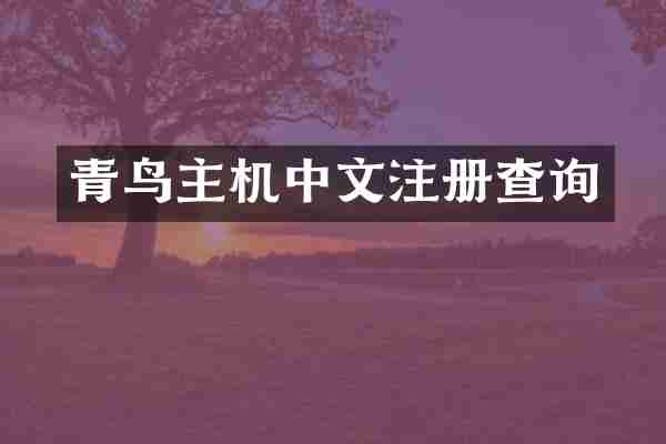 青鸟主机中文注册查询