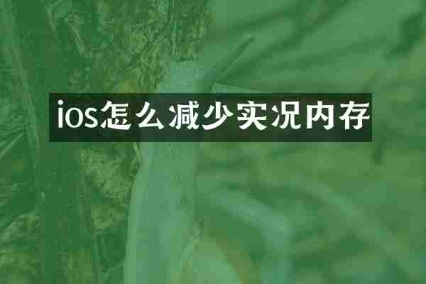 ios怎么减少实况内存
