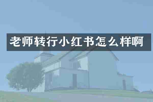 老师转行小红书怎么样啊