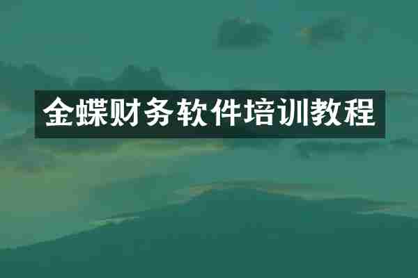 金蝶财务软件培训教程