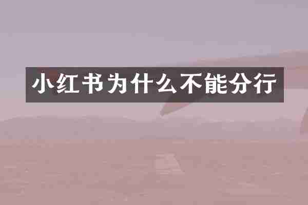 小红书为什么不能分行
