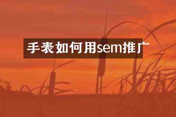 手表如何用sem推广