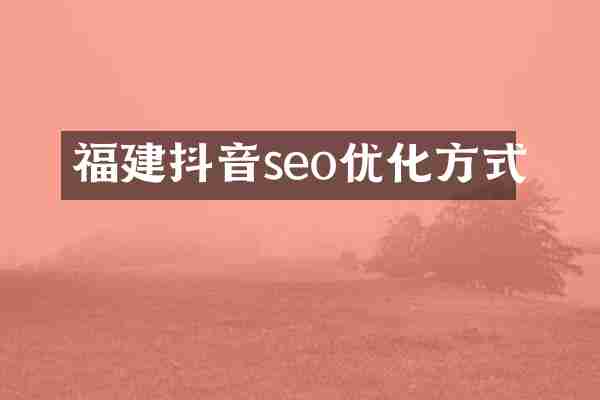 福建抖音seo优化方式