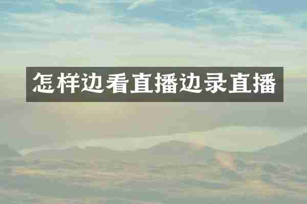 怎样边看直播边录直播