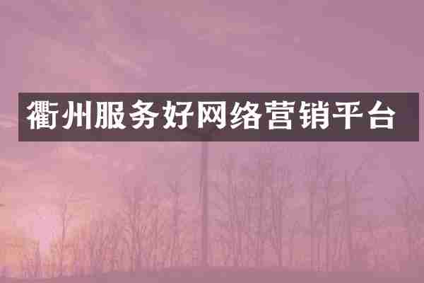 衢州服务好网络营销平台