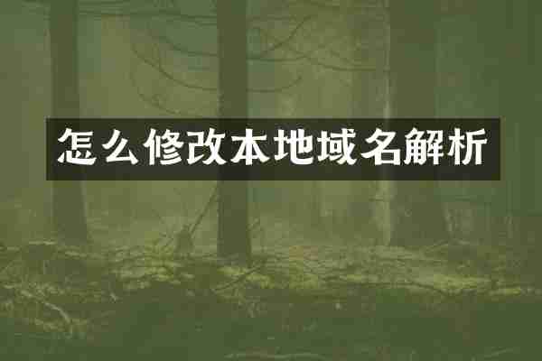 怎么修改本地域名解析