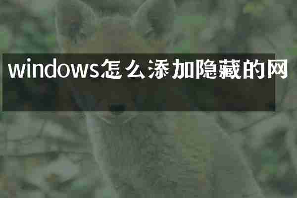 windows怎么添加隐藏的网络