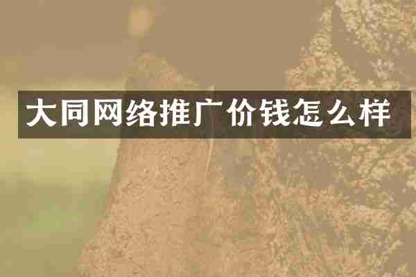 大同网络推广价钱怎么样