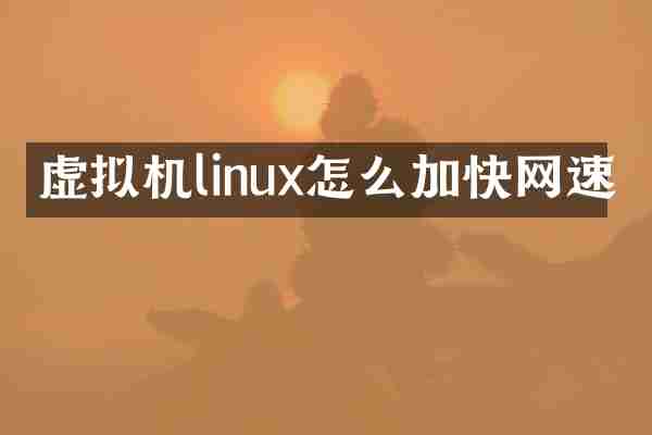 虚拟机linux怎么加快网速